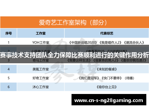 赛事技术支持团队全力保障比赛顺利进行的关键作用分析